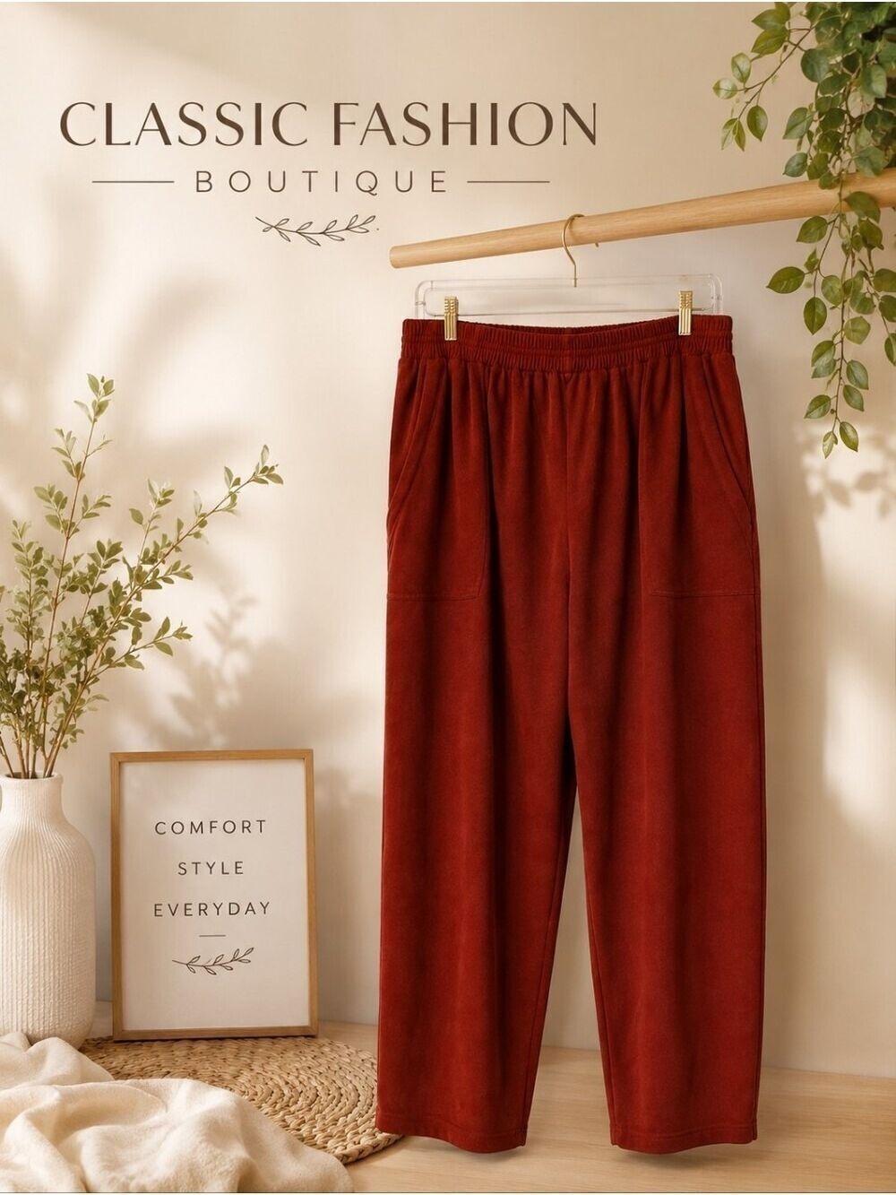 Women's Rust Tone Jogger Pants Elastic Waist Size XL